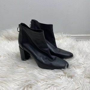 Via Spiga Leather Ring Zipper Heeled Booties